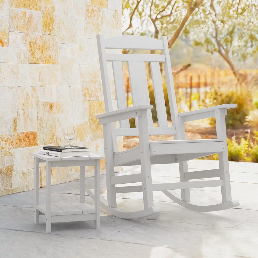 LUE BONA Outdoor Rocking Chairs Set of 2, Weather Resistant HDPS Poly Rocker ...