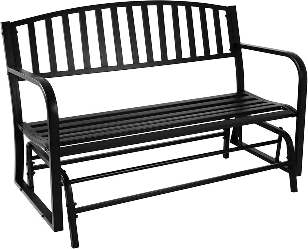 Sunnydaze 50-Inch W 2-Person Glider Garden Bench - 615 lb Capacity - Black