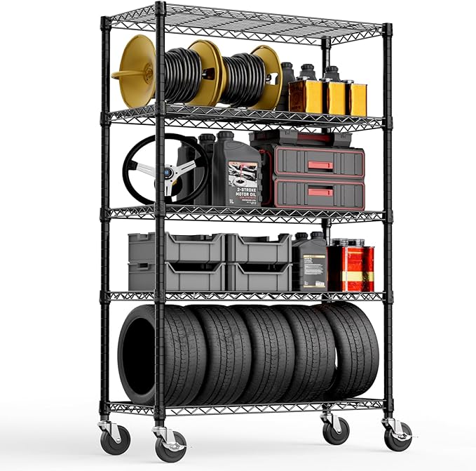 5-Shelf Storage Shelves,Wire Shelving Heavy Duty Metal Storage Shelving Unit ...