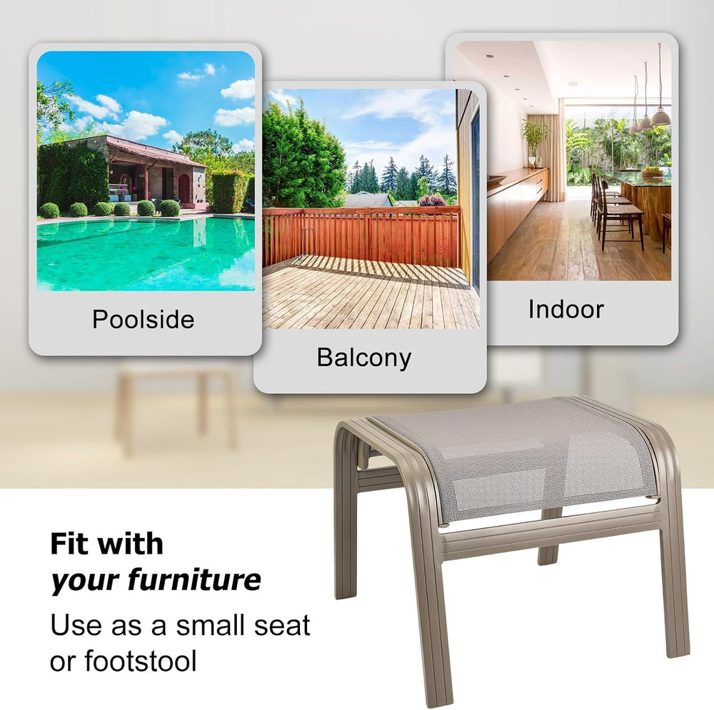 Outdoor Ottoman Patio Footstools, Champagne, 2 Set