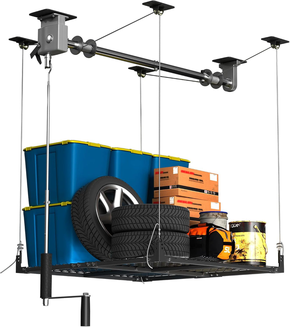 Overhead Garage Storage Rack,4x4FT Garage Ceiling Storage Racks,Lift Storage ...
