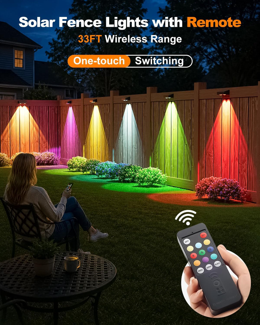VOLISUN Solar Fence Lights with Remote Control 12 Pack, 50 LM Fence Lights