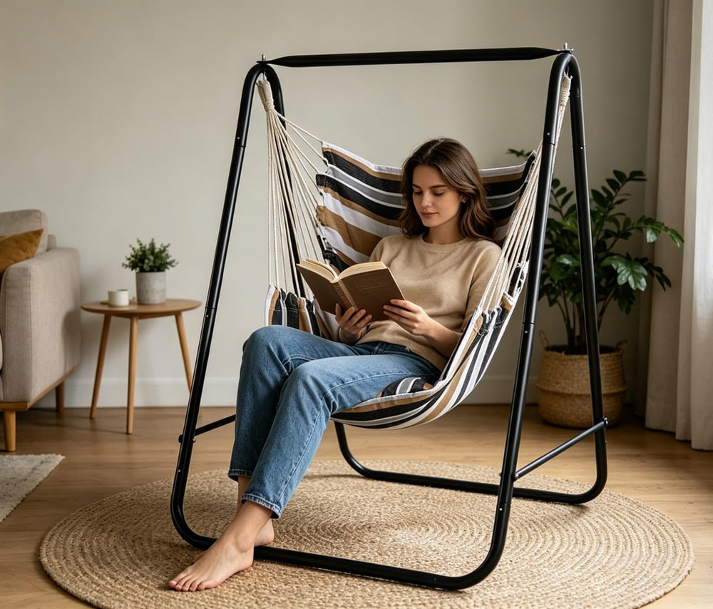 Hammock Chair with Stand,Hammock Chair Stand with Hanging Swing Chair Include...