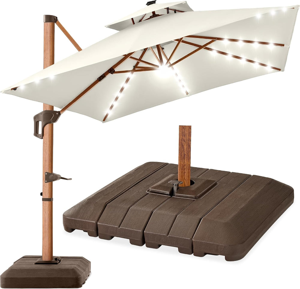 Best Choice Products 10ft Square Cantilever Patio Umbrella w/Base Included, W...