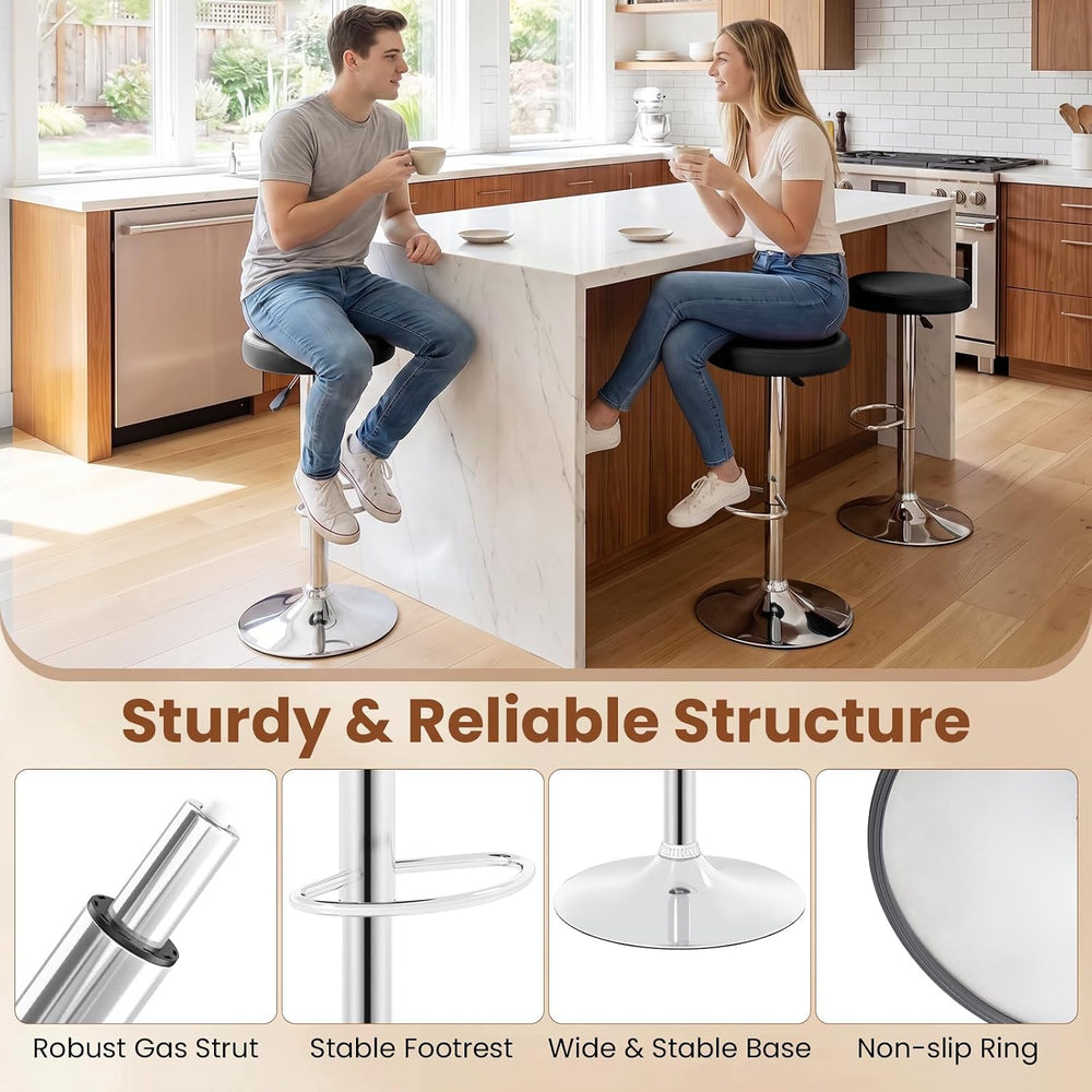 COSTWAY Height Adjustable Swivel Backless Round Bar Stools Set of 4, Black