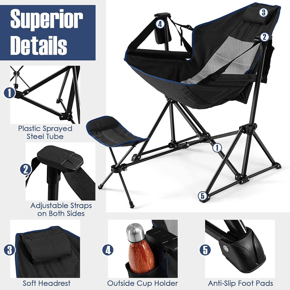 GIANTEX Outdoor Hammock Camping Chair - Rocking Chair with Removable Footrest...