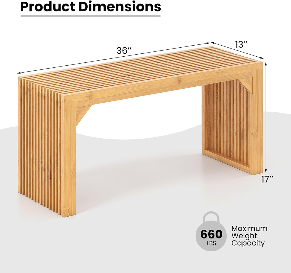 GIANTEX 36" Bamboo Dining Bench, 660Lbs Capacity, 2-Person Kitchen Table...