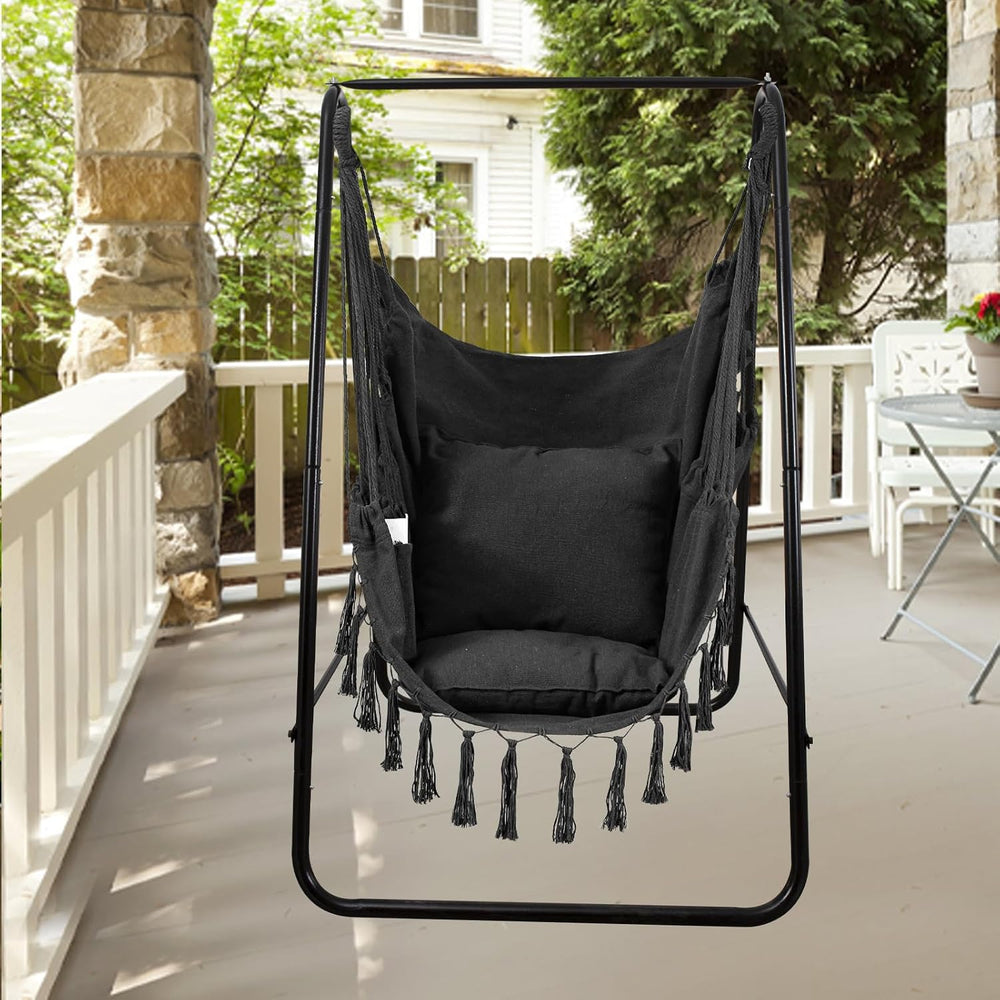 Goutime Hammock Chair,Hanging Rope Ceiling Swing,Grey