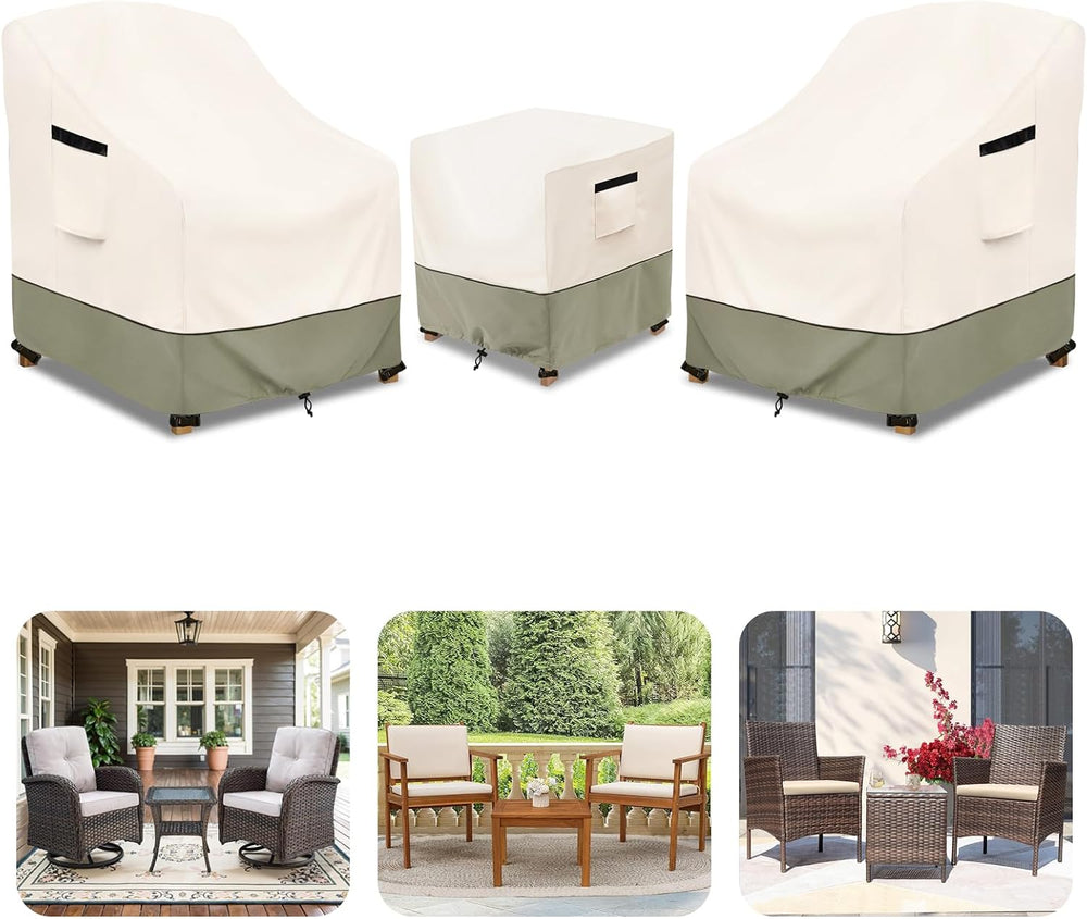 3-Piece Patio Furniture Covers Waterproof for Outdoor Bistro Set with Table &...