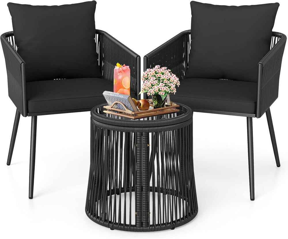 KOTEK 3 Piece Outdoor Wicker Bistro Set