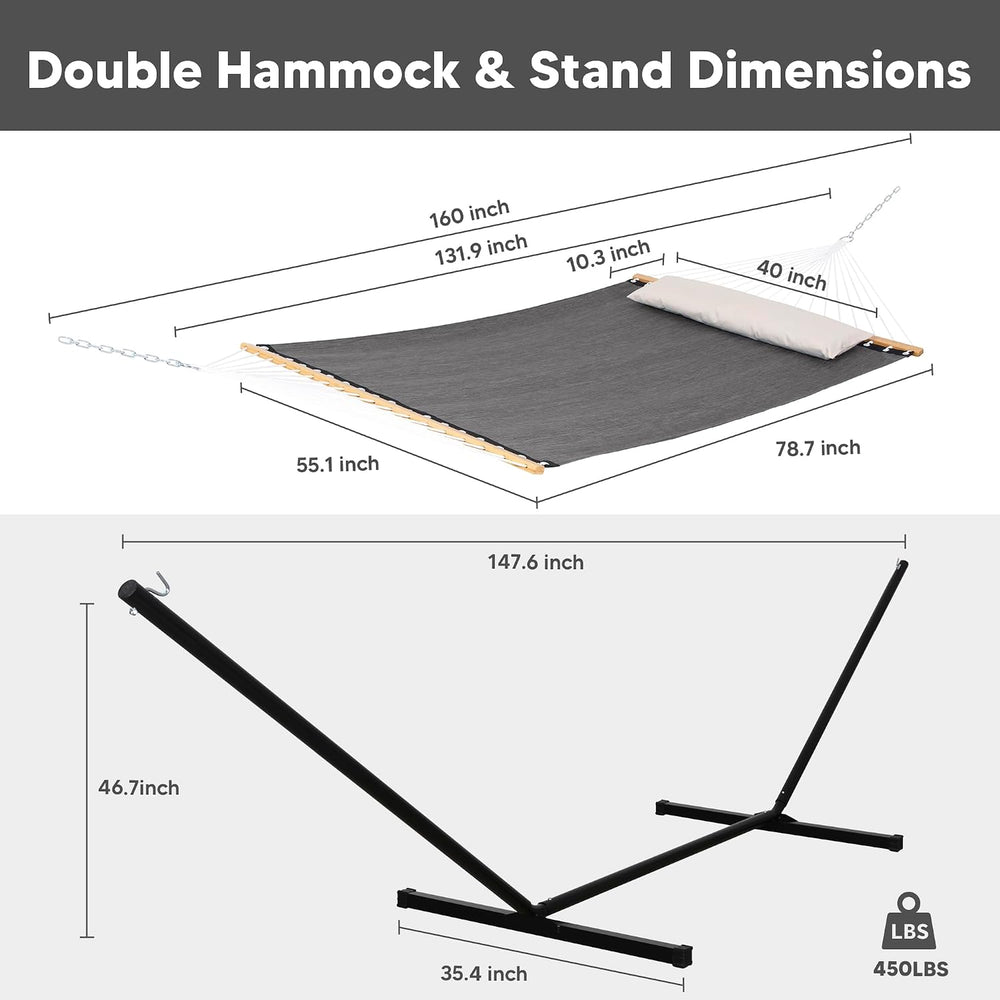 SUNCREAT Hammocks for Outside with Stand, 450 lbs Capacity, Dark Gray