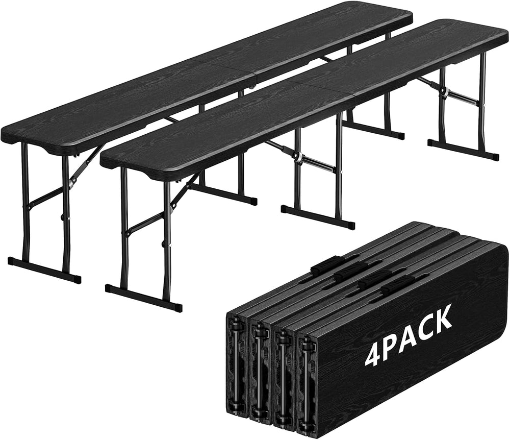 4 Pack 6ft Folding Bench for Picnic Party Camping, 650lbs Capacity
