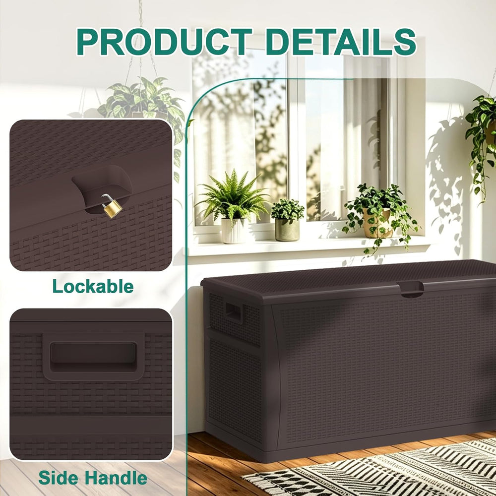 EHHLY 100 Gallon Outdoor Storage Box, Lockable Waterproof Package Delivery Bo...