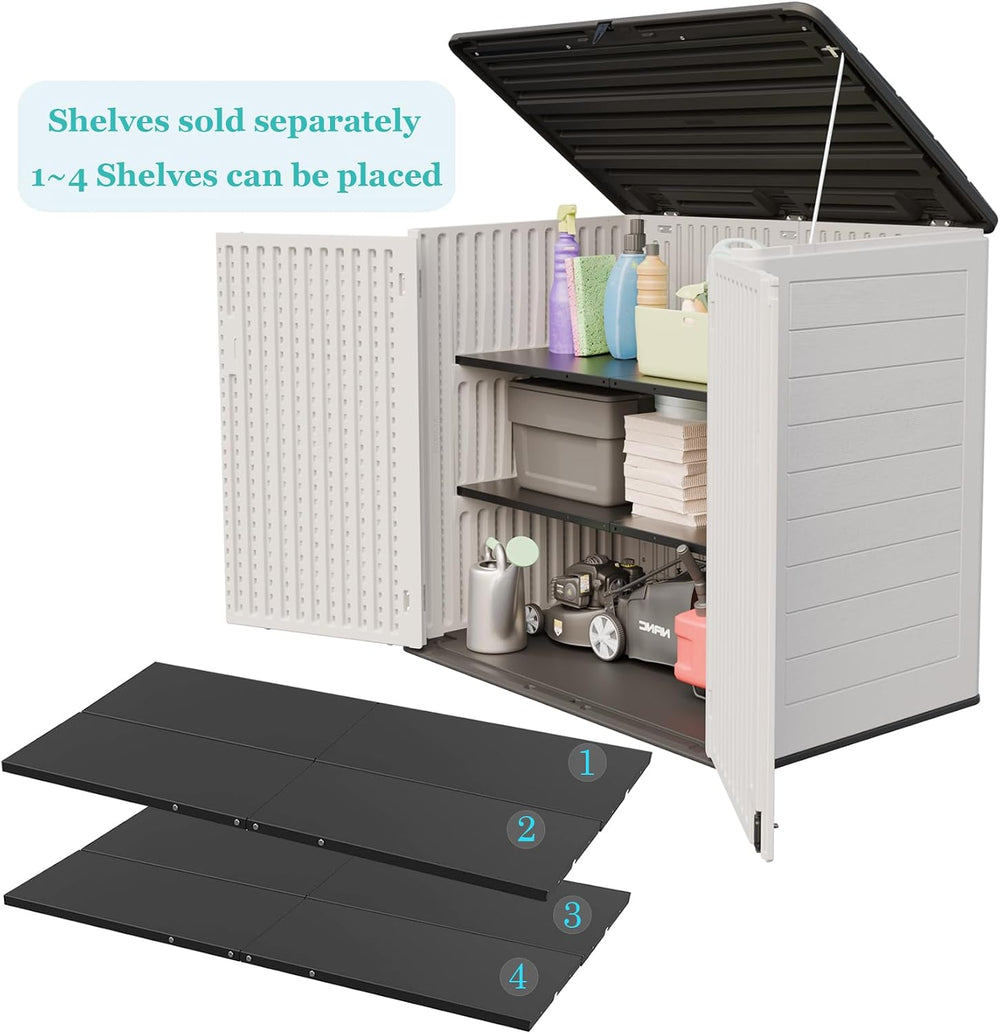 ZZM Large Outdoor Storage Shed, 48 Cu Ft Resin Versatile Storage Cabinet for ...