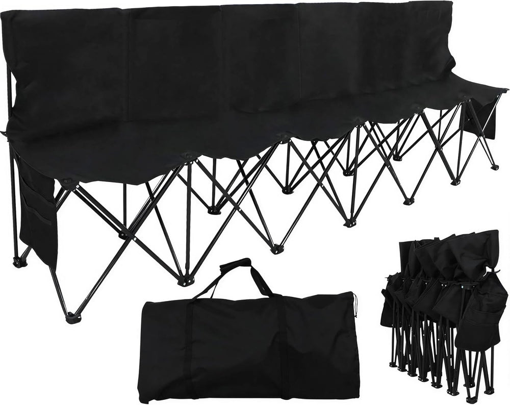 Yaheetech 6-seat/8-seat Portable Folding Sideline Bench with Back Rest and Ca...