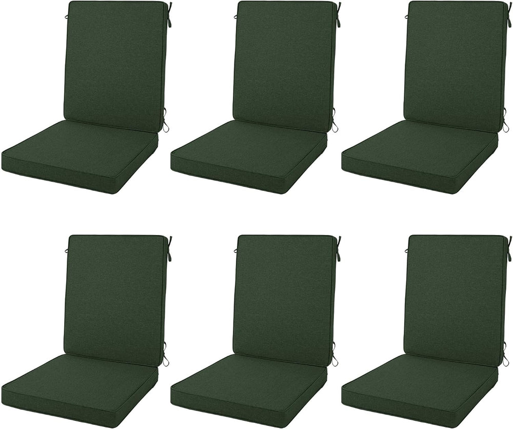 Outdoor Chair Cushions 20x20 Inch, Set of 6, Olive Green