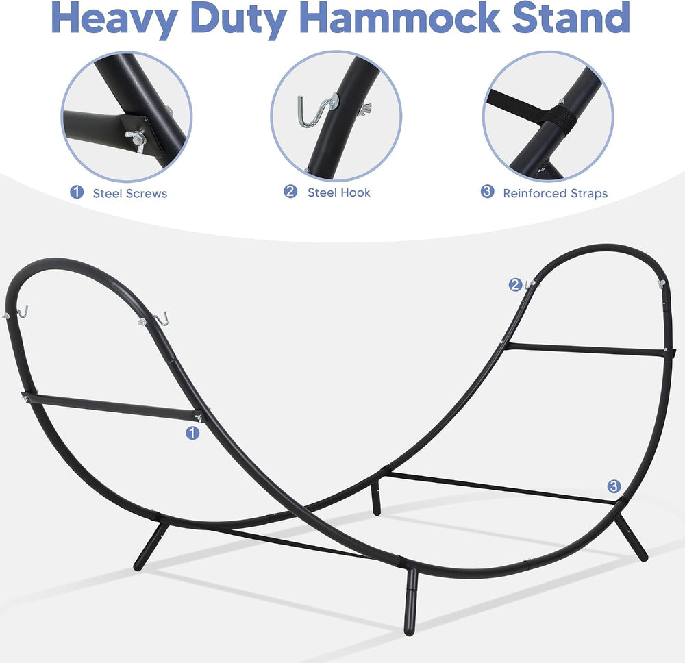 SUNCREAT Hammocks for Outside with Stand, Porch Hammock and Stand, 475 lbs Ca...