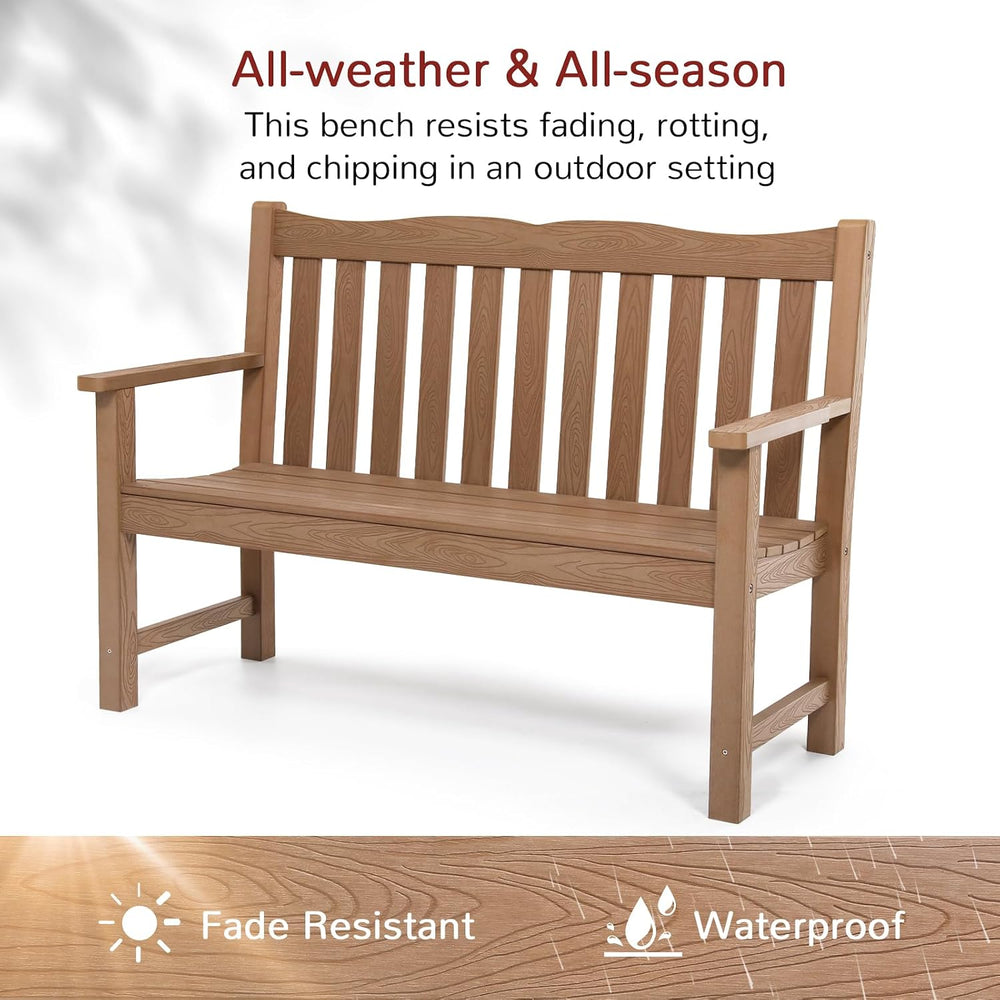 Stoog Oversized All-Weather Garden Bench & Chairs Set, 3-Piece Patio Furn...