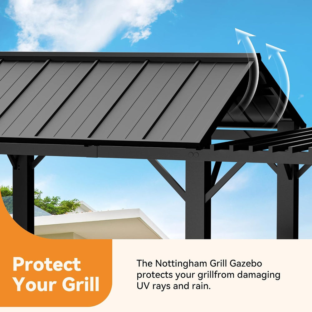 Covered Outdoor Grill Gazebo 6' x 8' with Galvanized Steel Roof and P...