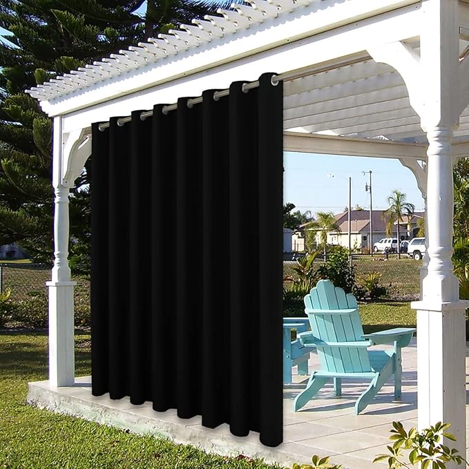 BONZER Waterproof Indoor/Outdoor Curtains for Patio Thick Privacy Wide Gromme...