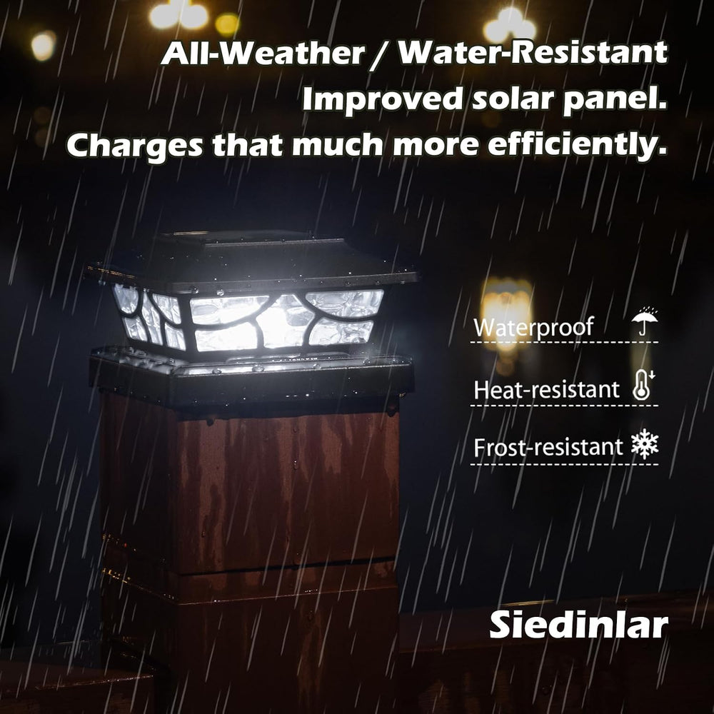 SIEDiNLAR Solar Post Lights Outdoor 4 Modes, 8 Pack Black, Warm/Cool White