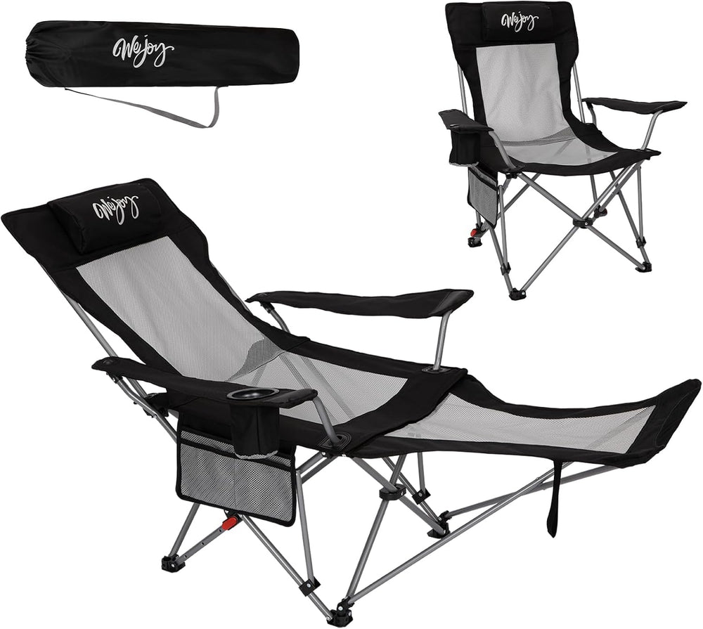 #WEJOY 2-in-1 Reclining Camping Chair with Footrest for Adults