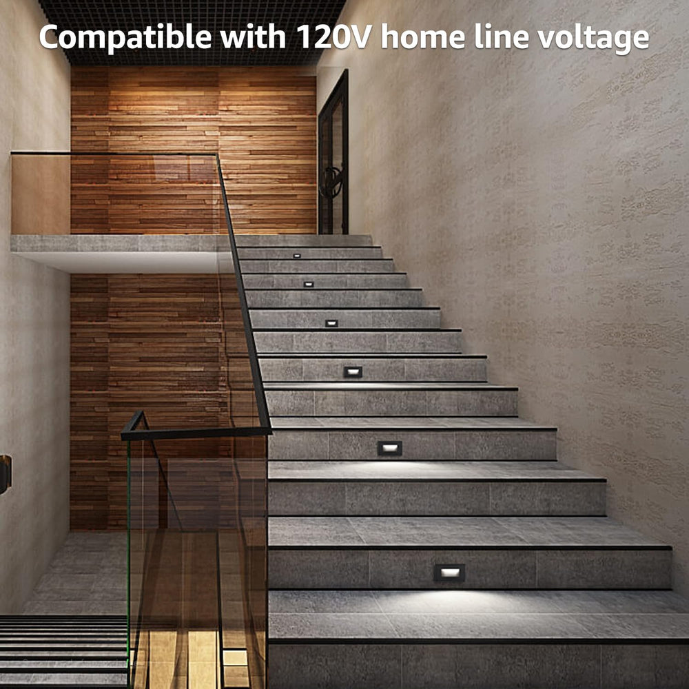 LEONLITE 3-Pack 5CCT 120V LED Step Lights, Horizontal, Black