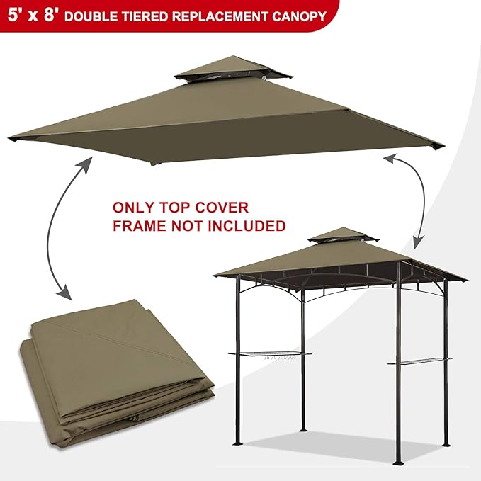 Eurmax USA High Performance Grill Gazebo Canopy Replacement Cover 5x8 BBQ She...