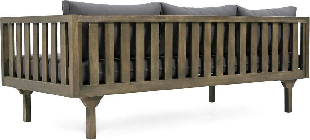 Christopher Knight Home Claremont Outdoor 3 Seater Acacia Wood Daybed with Fa...