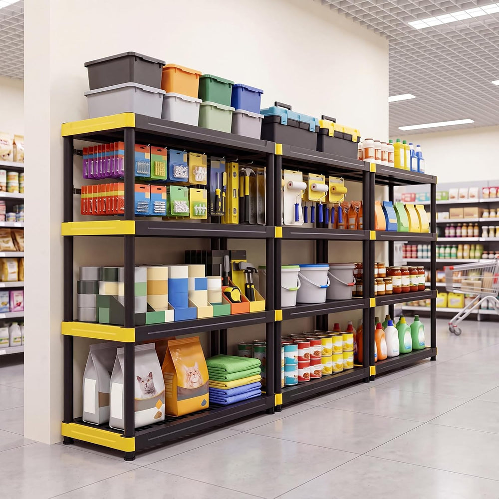 GIANTEX 4-Tier Plastic Storage Shelf, Heavy-Duty Utility Rack