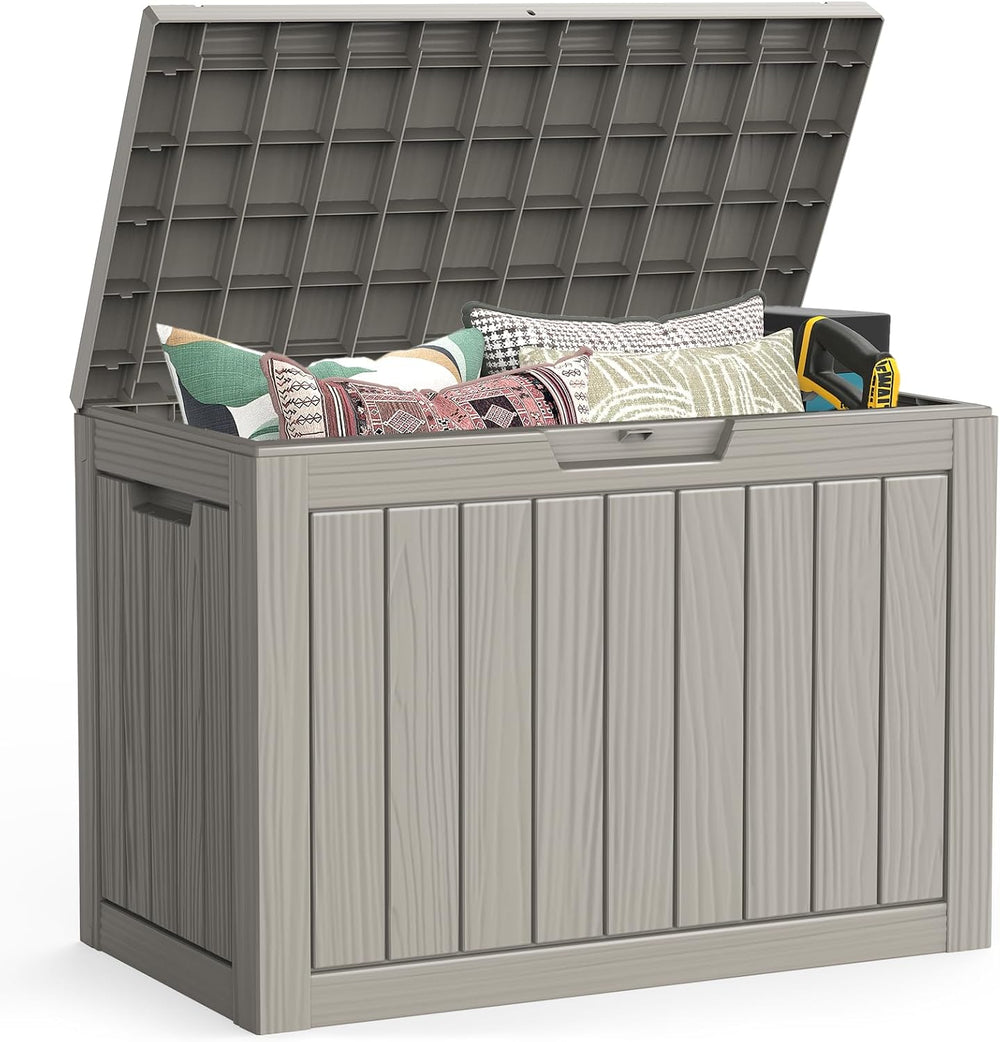 LubanNese Outdoor Storage Box, 50 Gallon Waterproof Resin Deck Box, Storage B...