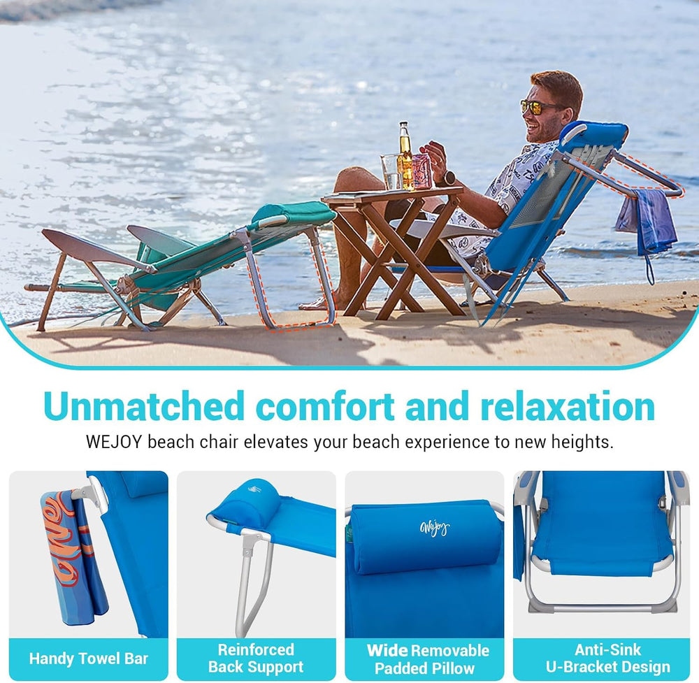 #WEJOY Beach Chairs for Adults,Reclining Adjustable 4 Position for Outdoor
