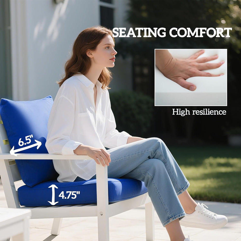 Outsunny Outdoor Chair Cushions Set of 4 Fade Resistant 24x24 In Navy Blue