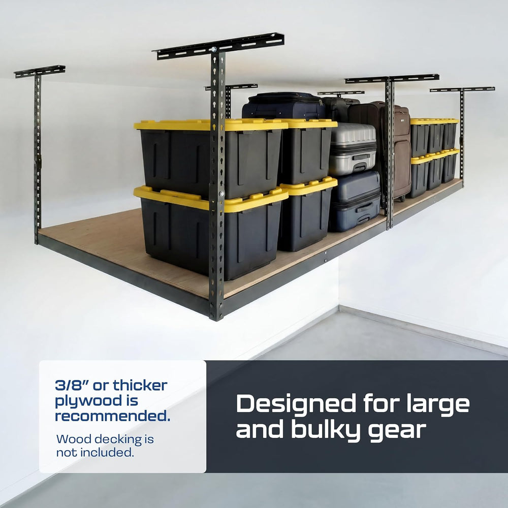 MonsterRAX 4x8 Overhead Garage Storage Rack Frame Kit, Hammertone