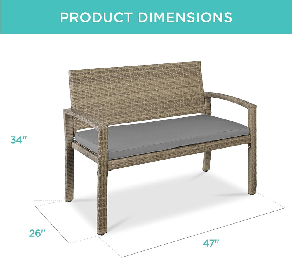 Best Choice Products Outdoor Bench 2-Person Wicker Garden Patio Benches Seati...