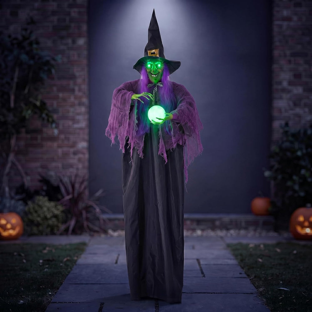 JOYIN 78" Hanging Witch Decor with Magic Ball Halloween Decorations Outd...