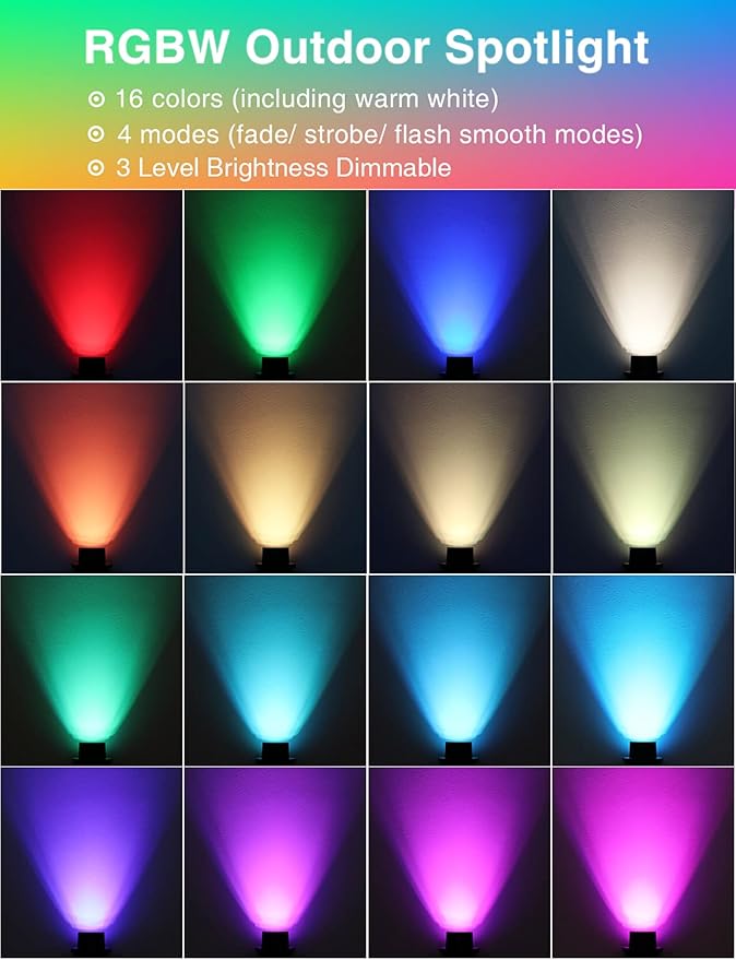 SUNVIE RGBW Low Voltage Landscape Lighting Color Changing 12W Waterproof Well...