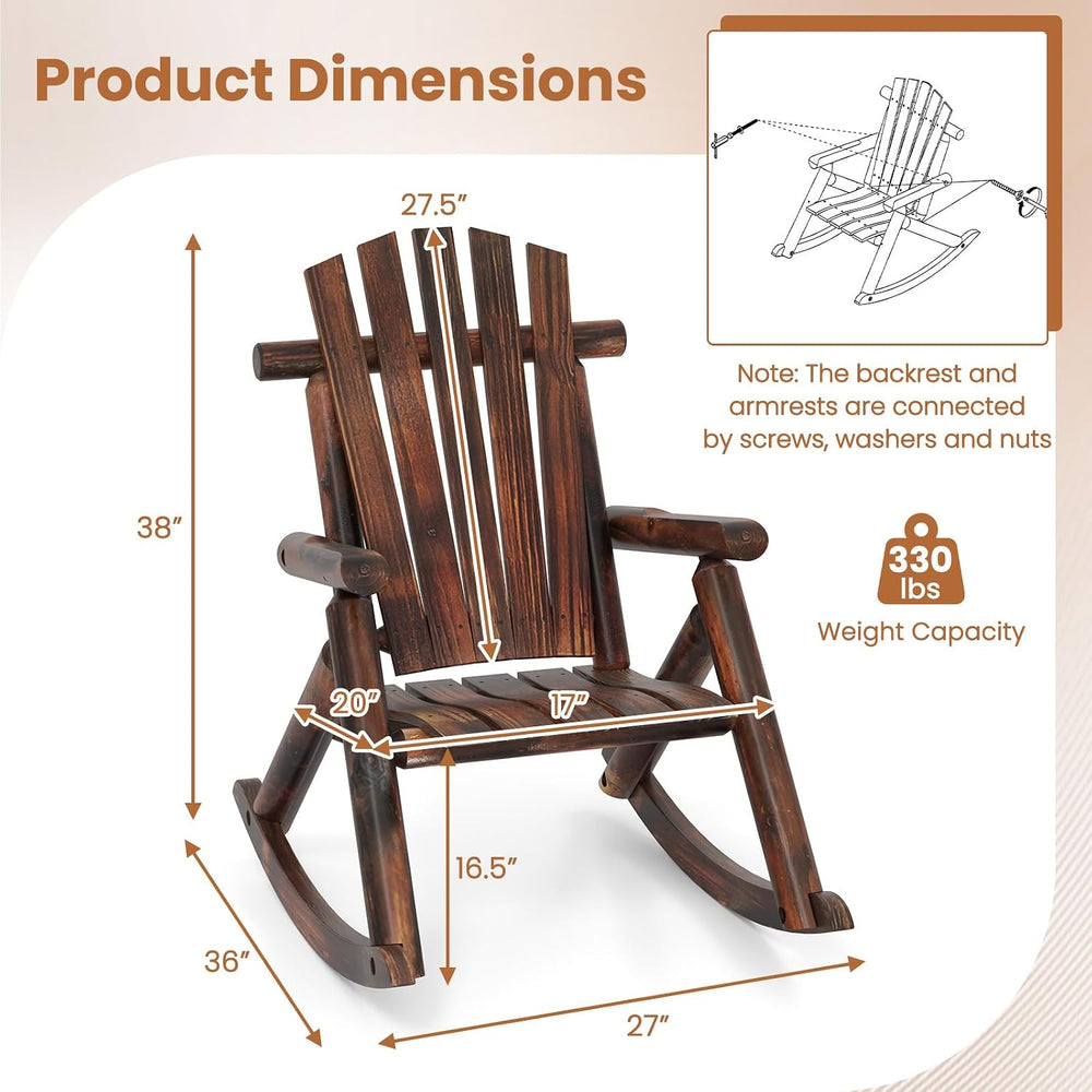 Tangkula Wood Outdoor Rocking Chair, Solid Fir & Pine Wood, 1-Person (1)