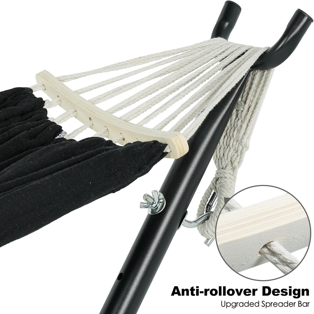 GAFETE Double Hammocks with Stand for Outside, Max 600lbs, (Darkness)