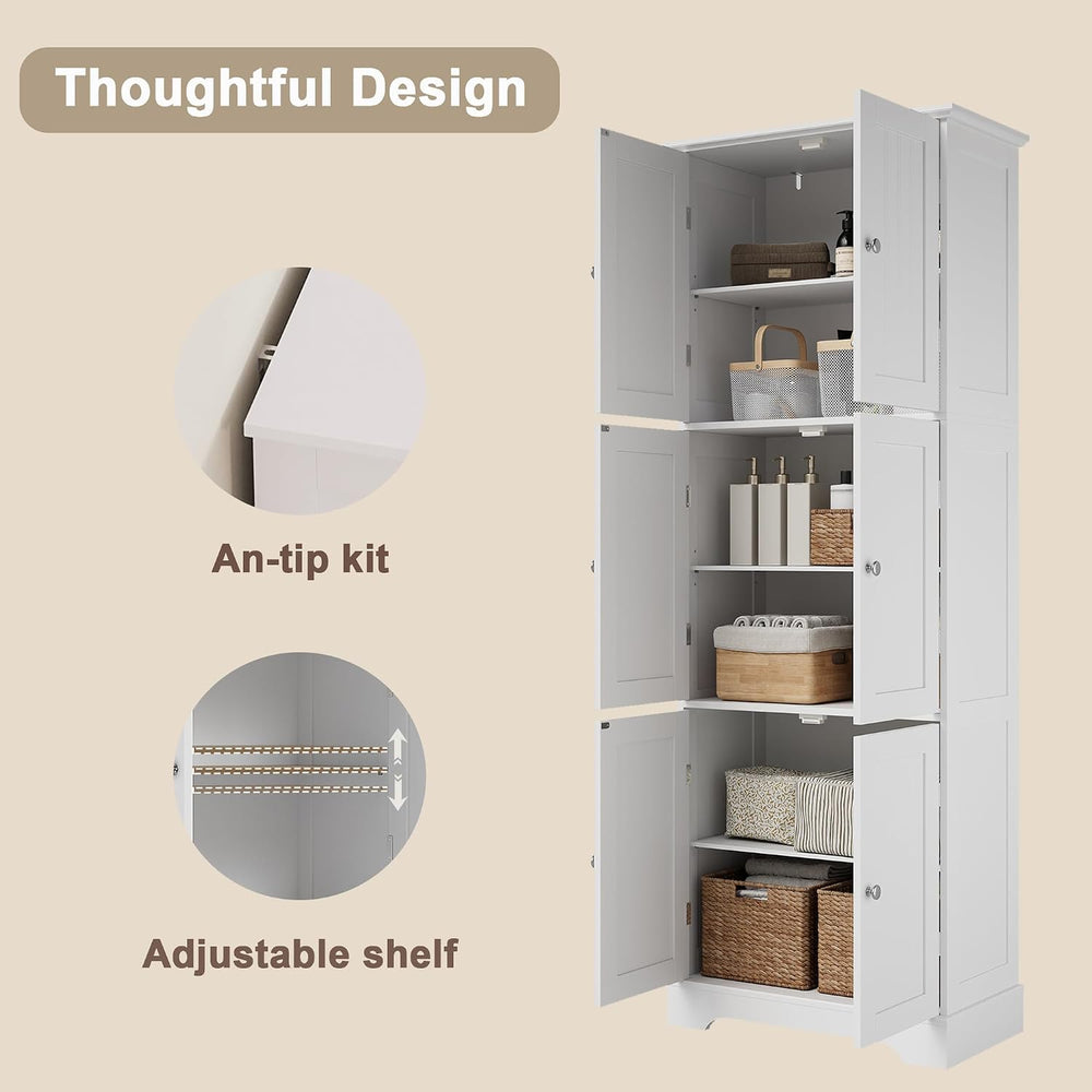 ChooChoo 63.2" Tall Bathroom Storage Cabinet with 6 Doors, Pantry Cabinet