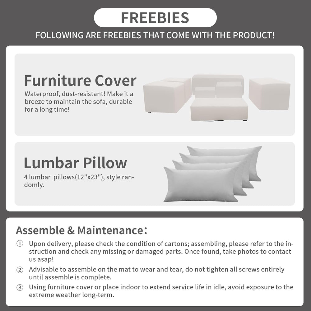 Rattaner 8 PCS Outdoor Furniture Sets 60000BTU 45-Inch Outdoor Propane Fire P...