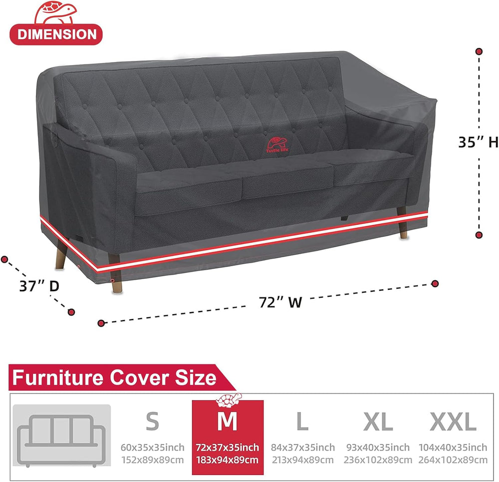 Turtle Life Patio Sofa Cover, Outdoor Heavy Duty Durable UV Water Resistant A...