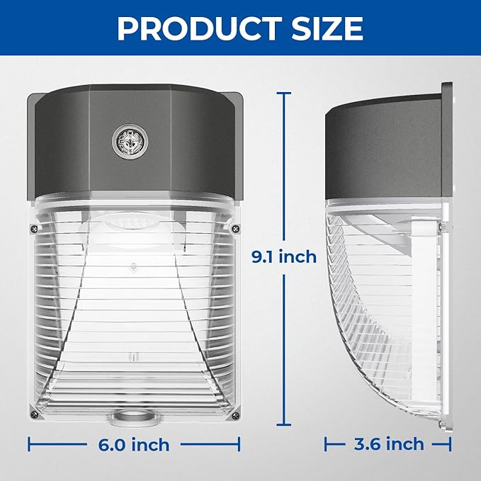 CINOTON 26W LED Wall Pack Light with Dusk to Dawn Sensor, 3000LM [100-277Vac]...