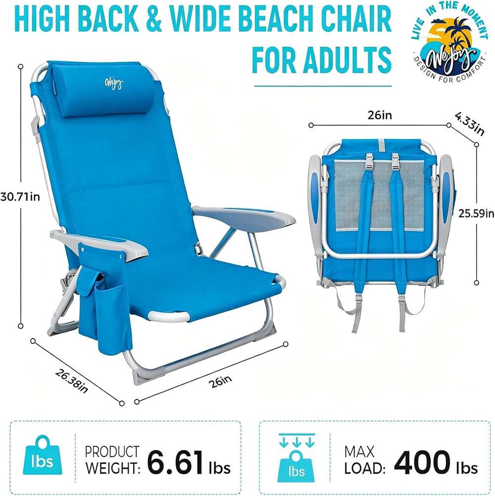 #WEJOY Beach Chairs for Adults,Reclining Adjustable 4 Position for Outdoor