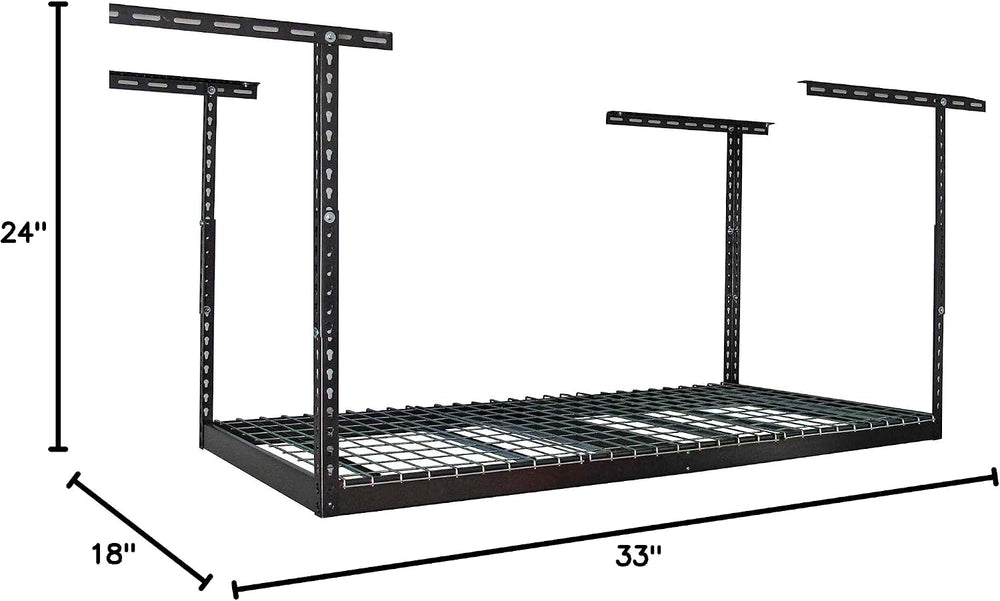 MonsterRAX 3x6 Overhead Garage Storage Rack, 18"-33" Drop, Hammertone