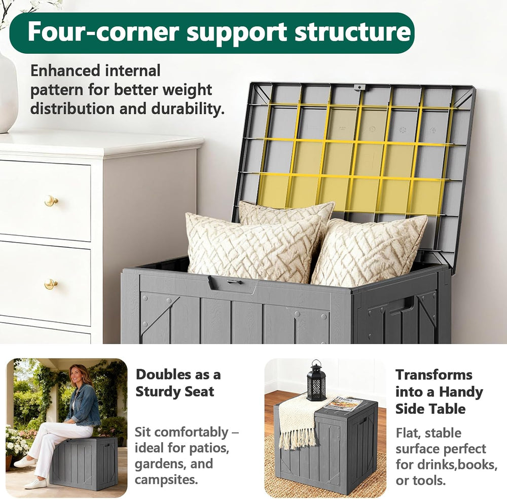 30 Gallon Outdoor Storage Box, Waterproof Resin Deck Box Organizer for Patio ...