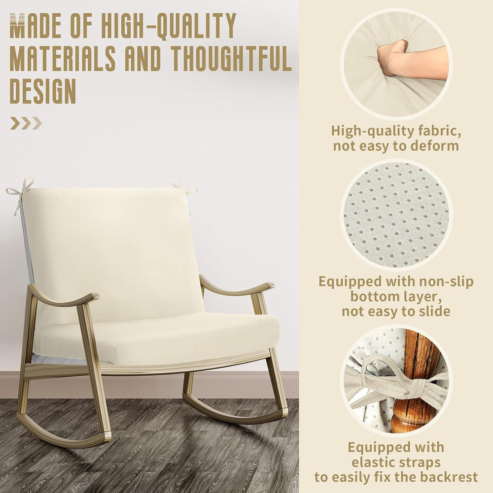 2 Pcs 2 Pcs High Back Chair Cushion Covers, Beige, 44'' X 21''
