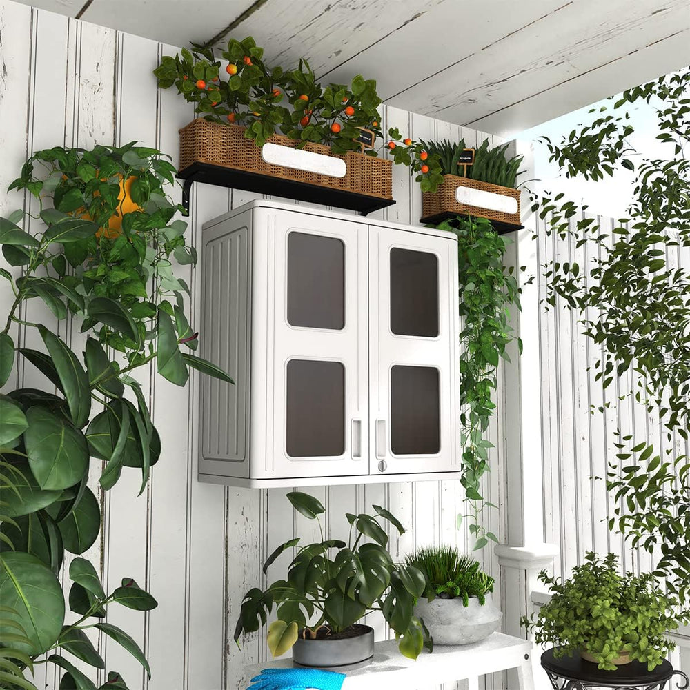 Outdoor Storage Cabinet Waterproof,Resin Garage and Laundry Room Wall Mounted...