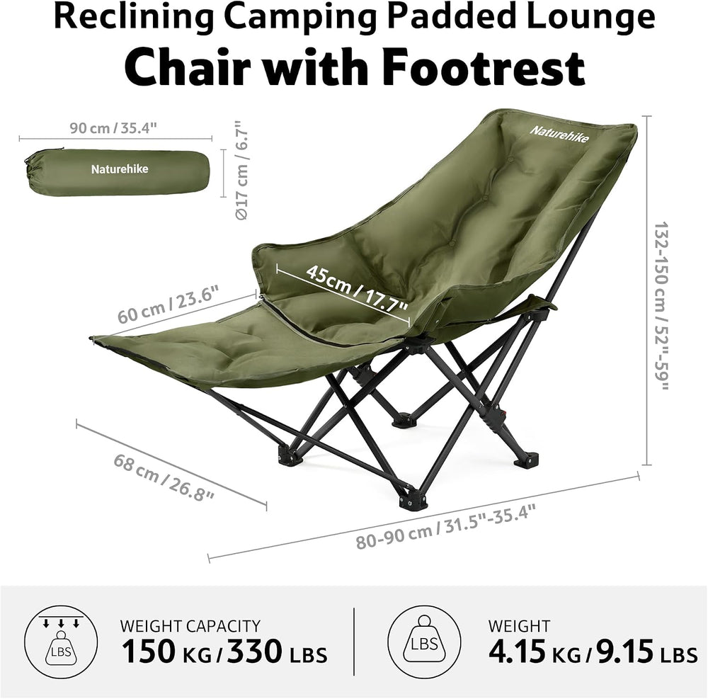 Naturehike Seastar Reclining Camping Chair, Padded Camp Chair with Detachable...