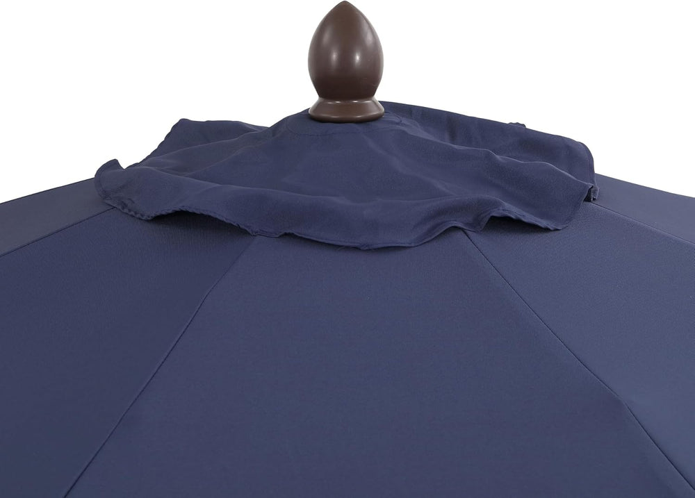 JONATHAN Y Tracy 9' Scalloped Market Patio Umbrella, Navy/Dark Brown